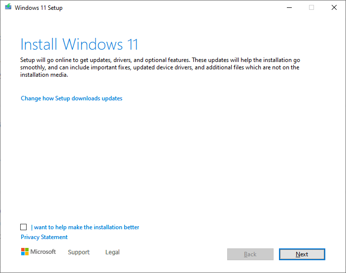 windows setup with dynamic update