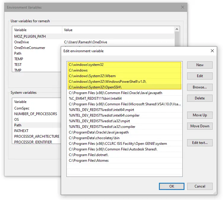 move windows and system32 to the top of the path variable