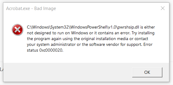 pwrshsip.dll bad image error