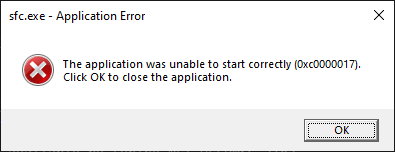 sfc.exe error 0xc0000017