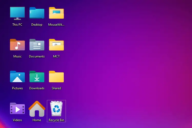 music, pictures, videos, desktop, downloads, home icons appear on desktop - how to hide them