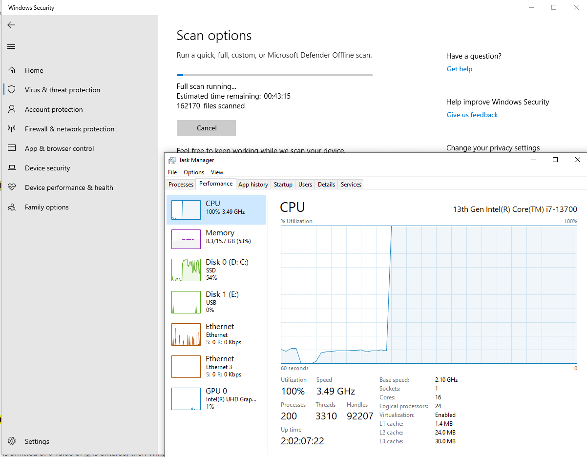 Windows Defender CPU usage during full scan - CPU throttle disabled