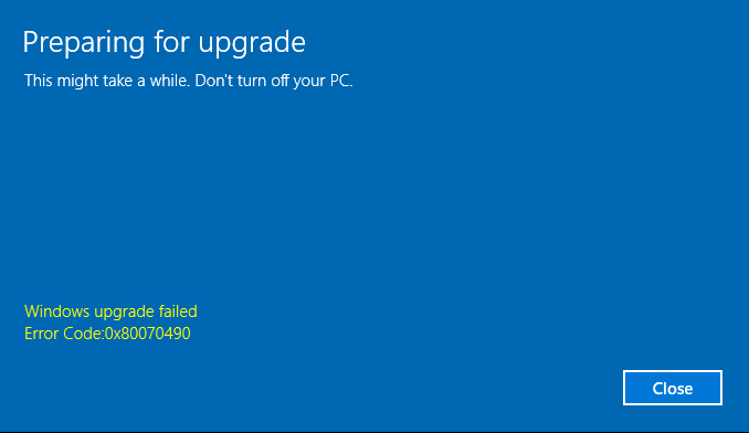 windows 11 home to pro upgrade error 0x80070490