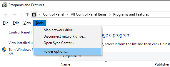 programs and features - date column is blank