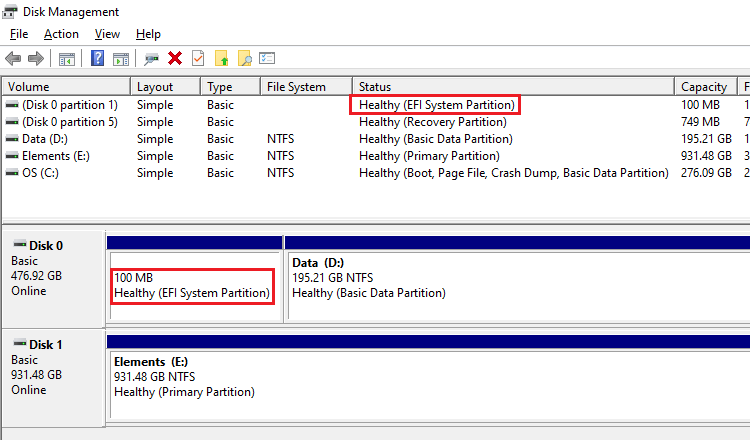 fix EFI partition id using diskpart's set id command.
