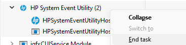 hp system event utility - kill using taskmgr