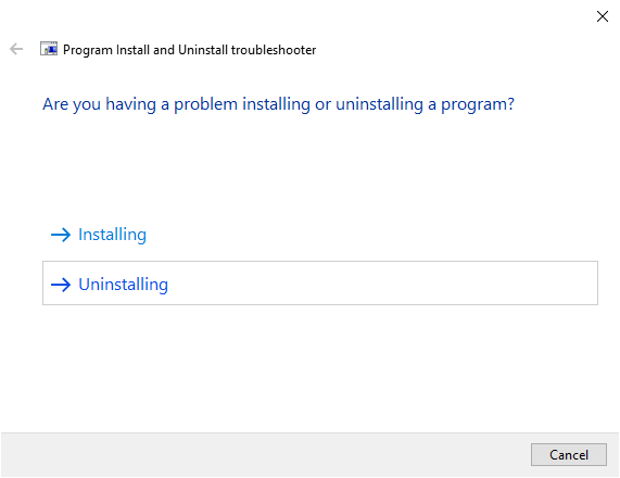 microsoft program install uninstall troubleshooter