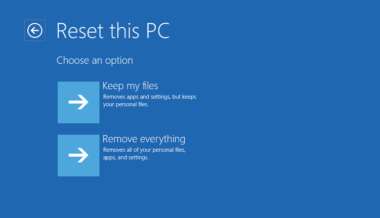 reset windows 10/11 via windows re - keep files or remove everything