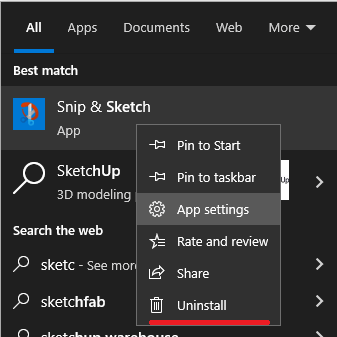 snip & sketch uninstall