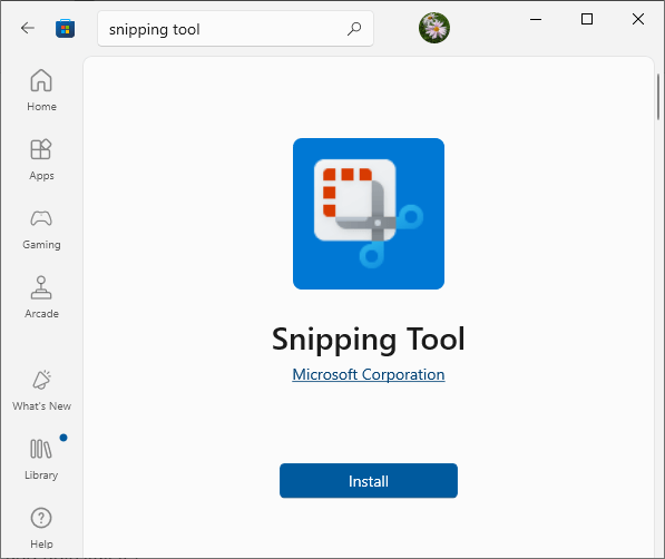 Snipping Tool store app. It installs Snip & Sketch on Windows 10