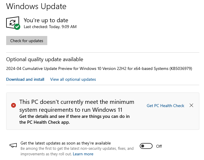 wu not listing windows-11 feature update