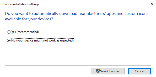 device metadata disable automatic download