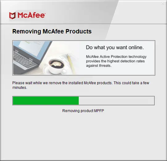 McAfee MCPR tool screenshot