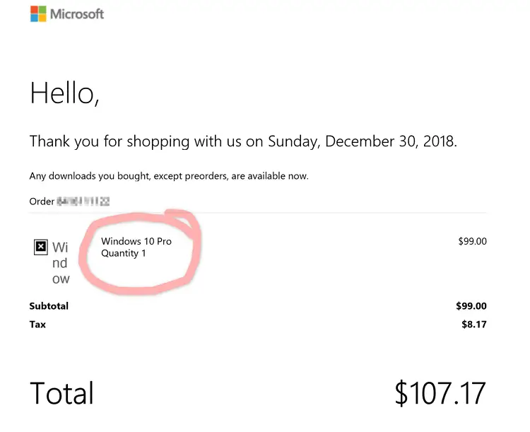 pro upgrade receipt