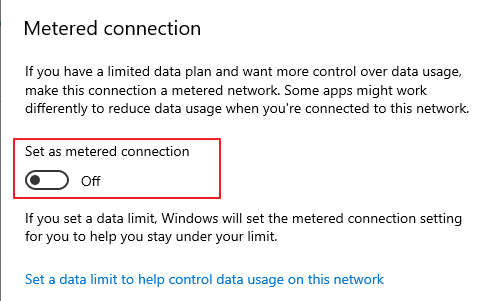 turn off metered connection