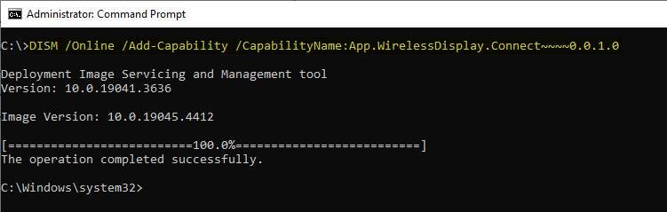 wireless display FOD - install using DISM