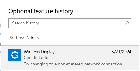 optional features - metered connection