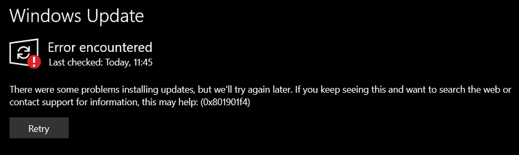 ASUS incorrect System Model - Windows Update error 0x801901F4