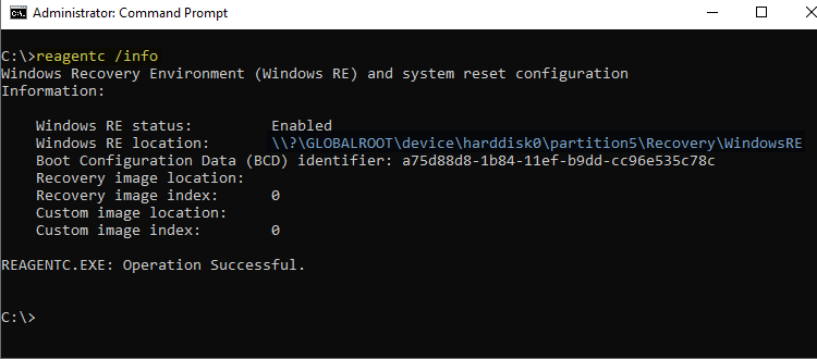 winre location - reagentc output