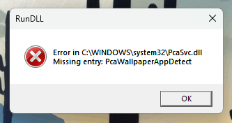 pcasvc.dll error 24h2