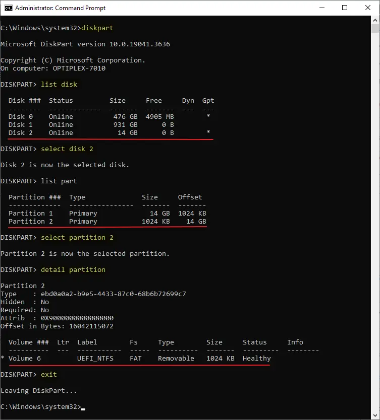 rufus bootable setup disk - efi fat partition