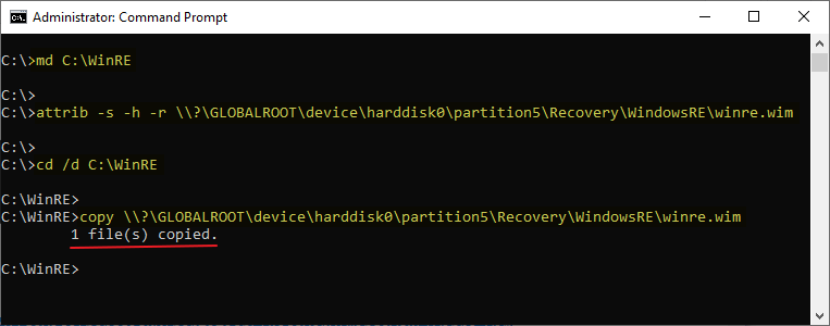 winre.wim backup commands