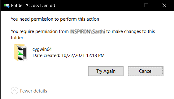 cygwin cannot delete folder