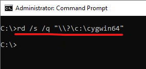 cygwin folder cannot delete - use WinRE