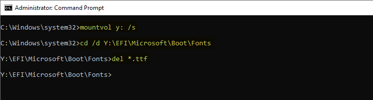 delete font files in EFI partition - error 0x80780119 during system image backup