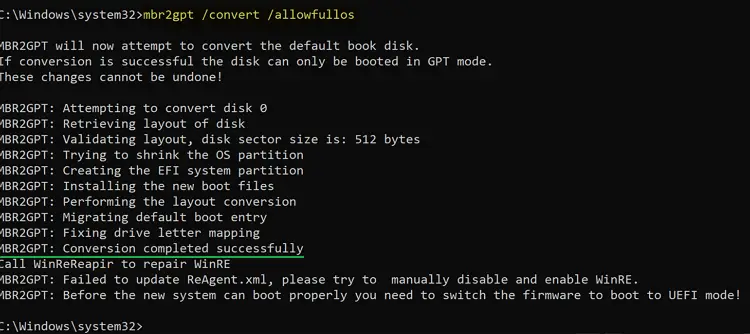 mbr2gpt- Cannot find OS partition