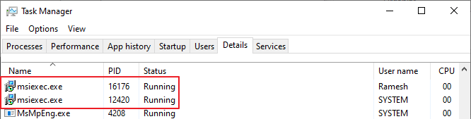 installer error 0x80070652 - another installation is already in progress
