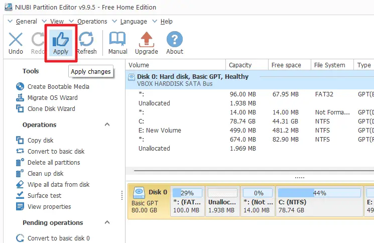 NIUBI partition editor - convert dynamic disk to basic