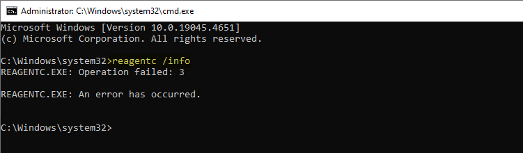 reagent error 3 - list disk - diskpart