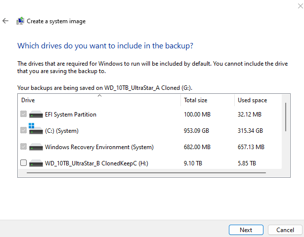 error 0x80780119 during system image backup