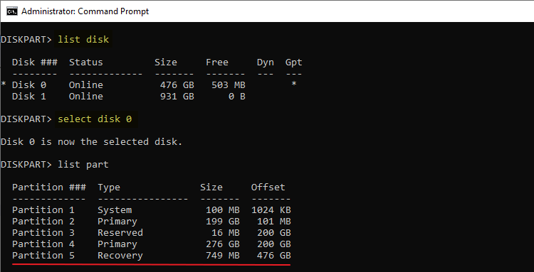 reagent error 3 - list disk - diskpart