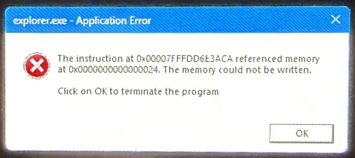 explorer memory error at shutdown - xbox controller