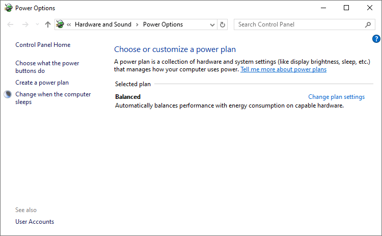 power options shows only balanced - disable modern standby