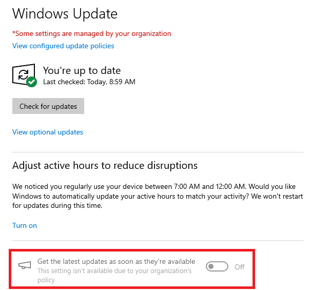 get latest updates - windows update - grayed out
