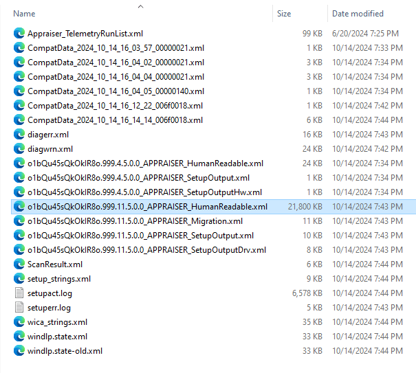 panther folder xml and log files