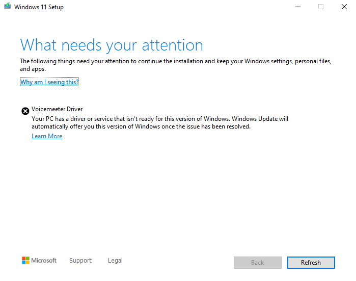 setup blocked by voicemeeter driver