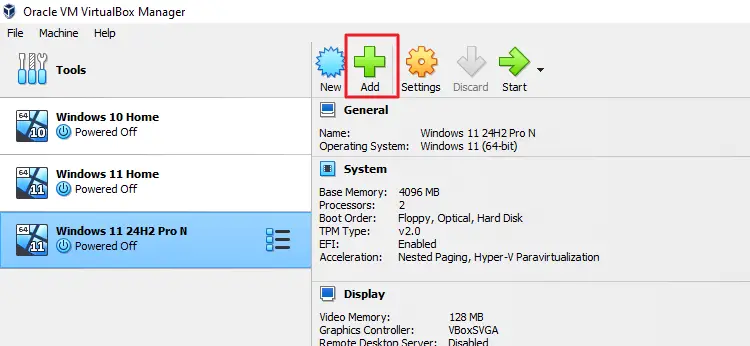 oracle vm - add vbox, vdi