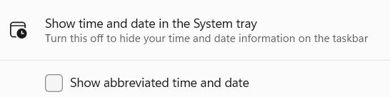 year missing tray clock - Show abbreviated time and date