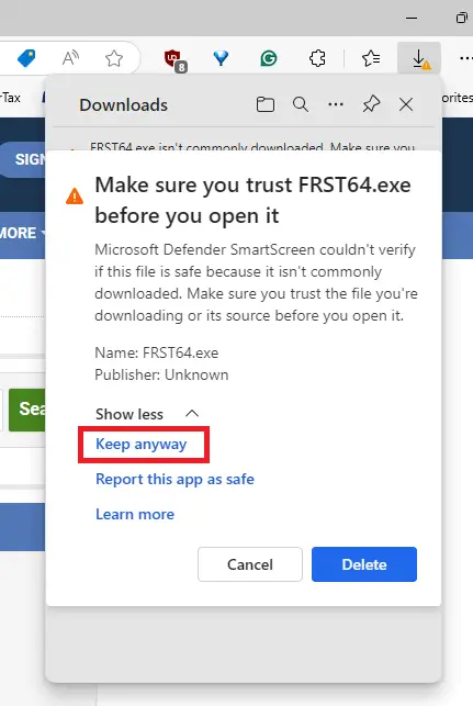 farbar scanner - blocked by edge