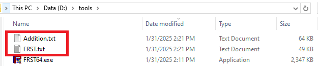FRST.txt and Addition.txt logs