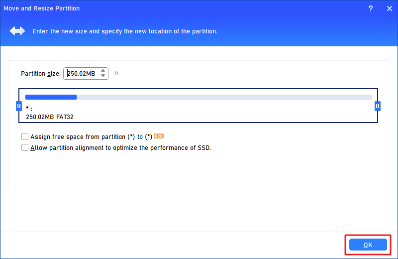 resize efi partition using aomei free version