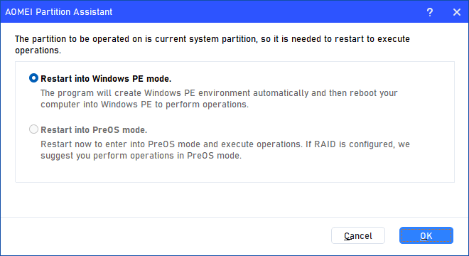 resize efi partition using aomei free version