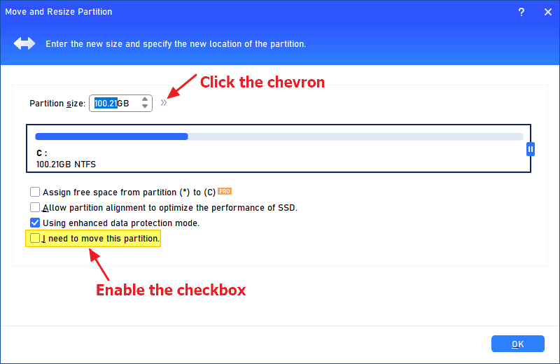 resize efi partition using aomei free version