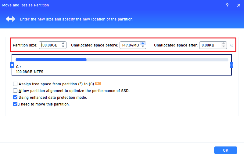 resize efi partition using aomei free version
