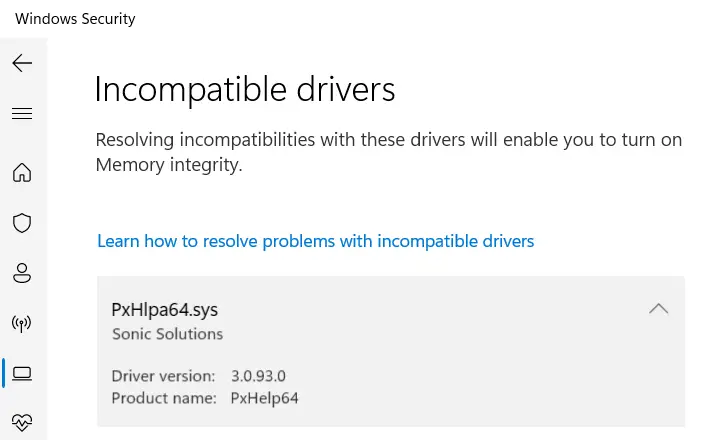 pxhlpa64.sys - incompatible drive - uninstall