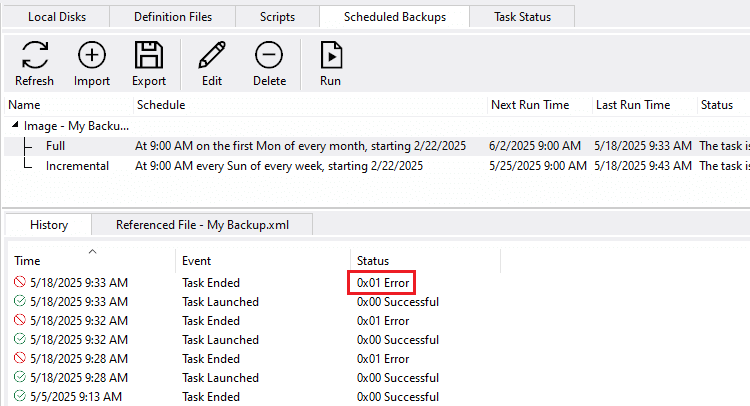 macrium reflect error 0x01 - mft corrupt